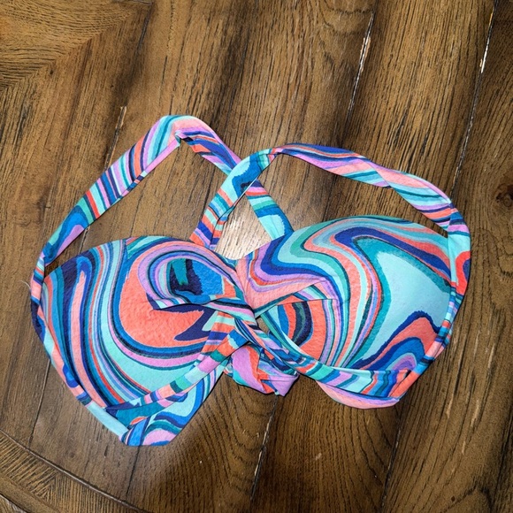 La Blanca Size 10 Colorful Swirl Women's Bikini Top - Picture 2 of 5